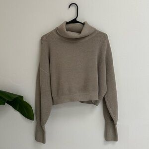 Tan cropped turtle neck sweater